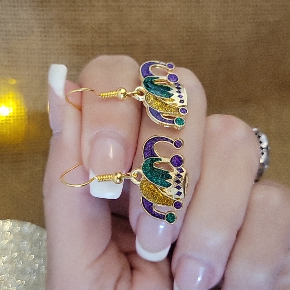 MARDI GRAS JESTER PARTY HAT EARRINGS